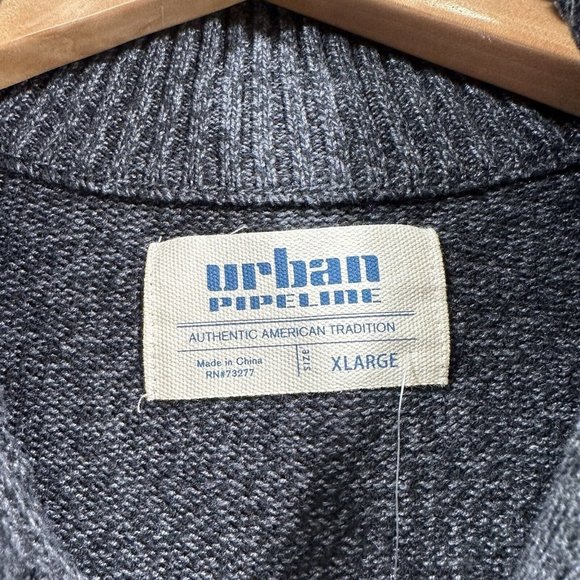 NWT URBAN PIPELINE Mens Heathered Black Gray Mock Neck Sweater Button Zip XL - Picture 9 of 12
